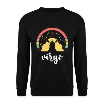 Jungfrau Tierkreiszeichen Element September - Unisex Pullover - Schwarz - Vorne - Alina (178cm) & Michal (187cm)