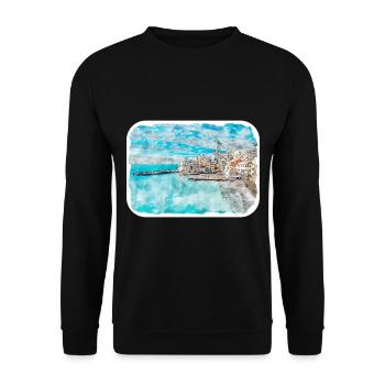 Europa Aquarellskizze Handgezeichnete Illustration - Unisex Pullover - Schwarz - Vorne - Alina (178cm) & Michal (187cm)