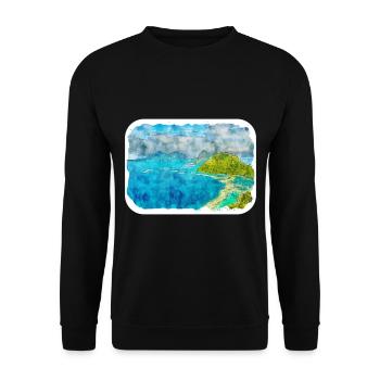 Malaisie Aquarelle Esquisse Dessinée à la Main Illustration - Sweat-shirt Unisexe - noir - Devant - Alina (178cm) & Michal (187cm)