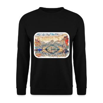Venedig Italien Aquarellskizze Gezeichnete Illustration - Unisex Pullover - Schwarz - Vorne - Alina (178cm) & Michal (187cm)