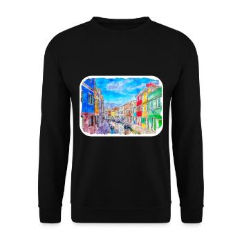 Venise Italie Aquarelle Esquisse Illustration - Sweat-shirt Unisexe - noir - Devant - Alina (178cm) & Michal (187cm)