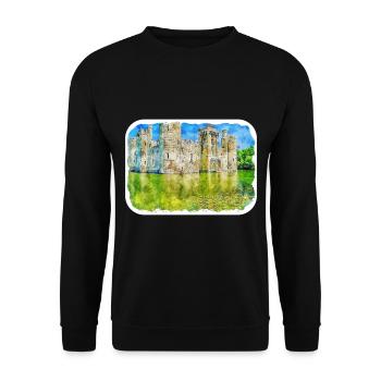 Angleterre Royaume-Uni Aquarelle Esquisse Dessinée à la main Peinture - Sweat-shirt Unisexe - noir - Devant - Alina (178cm) & Michal (187cm)
