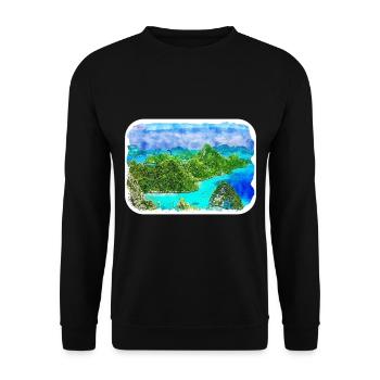 Indonesia Watercolor Sketch Hand Drawn Painting - Unisex Sweatshirt - black - Front - Alina (178cm) & Michal (187cm)
