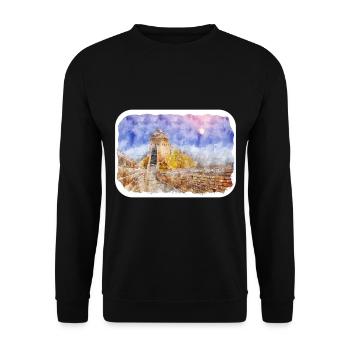 Esquisse d’aquarelle de Chine Illustration dessinée à la main - Sweat-shirt Unisexe - noir - Devant - Alina (178cm) & Michal (187cm)