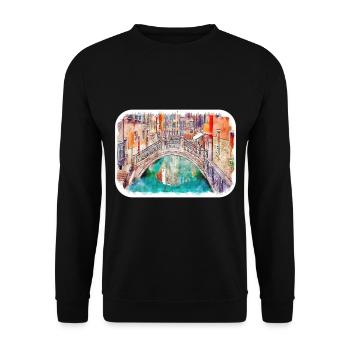 Italy Watercolor Sketch Hand Drawn Illustration - Unisex Sweatshirt - black - Front - Alina (178cm) & Michal (187cm)