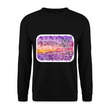 Los Angeles USA Aquarelle Sketch Illustration - Sweat-shirt Unisexe - noir - Devant - Alina (178cm) & Michal (187cm)