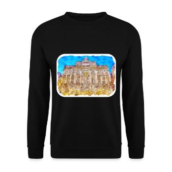 Rom Italien Aquarell Skizze Handgezeichnetes Gemälde - Unisex Pullover - Schwarz - Vorne - Alina (178cm) & Michal (187cm)