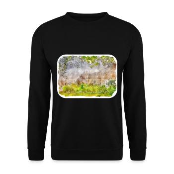 India Landmark Watercolor Sketch Paint Illustratio - Unisex Sweatshirt - black - Front - Alina (178cm) & Michal (187cm)