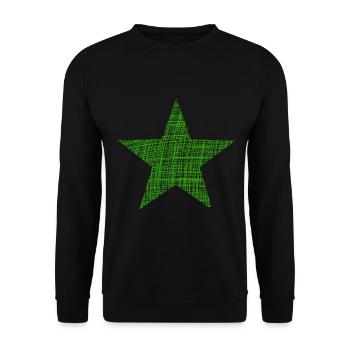 grüner Stern, green star - Unisex Pullover - Schwarz - Vorne - Alina (178cm) & Michal (187cm)