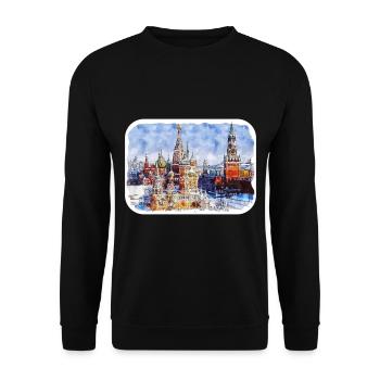 Moscou Russie Aquarelle Esquisse Dessinée Peinture - Sweat-shirt Unisexe - noir - Devant - Alina (178cm) & Michal (187cm)