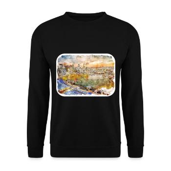 Singapour Aquarelle Esquisse Dessinée à la Main Peinture - Sweat-shirt Unisexe - noir - Devant - Alina (178cm) & Michal (187cm)
