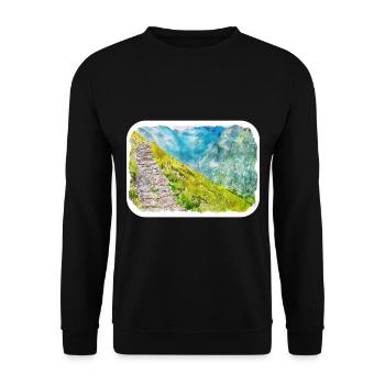 Pologne Repère Aquarelle Esquisse Dessin de peinture - Sweat-shirt Unisexe - noir - Devant - Alina (178cm) & Michal (187cm)