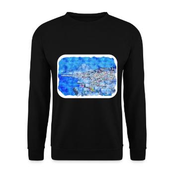 Norvège Aquarelle Esquisse Dessinée à la main Illustration - Sweat-shirt Unisexe - noir - Devant - Alina (178cm) & Michal (187cm)