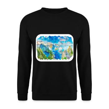 Norvège Aquarelle Esquisse Dessinée à la main Illustration - Sweat-shirt Unisexe - noir - Devant - Alina (178cm) & Michal (187cm)