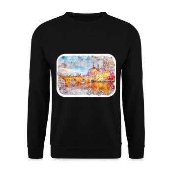 Allemagne Aquarelle Esquisse Dessinée à la main Illustration - Sweat-shirt Unisexe - noir - Devant - Alina (178cm) & Michal (187cm)