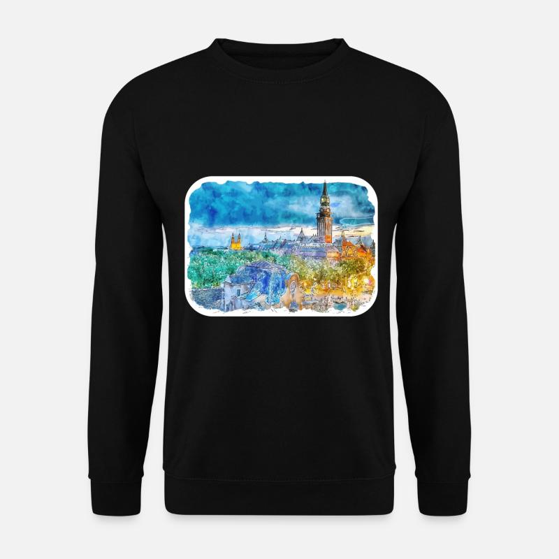 Serbien Wahrzeichen Aquarell Skizze Farbe Zeichnung - Unisex Pullover - Schwarz