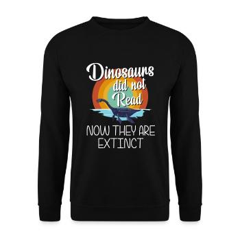 T-Rex Stegosaurus Saurier - Unisex Pullover - Schwarz - Vorne - Alina (178cm) & Michal (187cm)