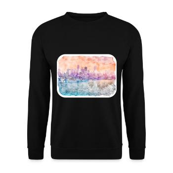 USA Aquarellskizze Handgezeichnete Illustration - Unisex Pullover - Schwarz - Vorne - Alina (178cm) & Michal (187cm)