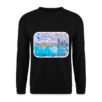 Australie Aquarelle Esquisse Dessinée à la Main Peinture - Sweat-shirt Unisexe - noir - Devant - Alina (178cm) & Michal (187cm)
