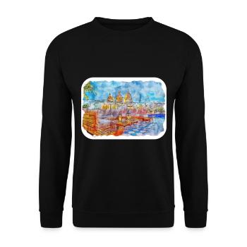 Cartagena Kolumbien Aquarell Skizze Gezeichnet Illustr - Unisex Pullover - Schwarz - Vorne - Alina (178cm) & Michal (187cm)