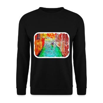 Venedig Italien Aquarellskizze Gezeichnete Illustration - Unisex Pullover - Schwarz - Vorne - Alina (178cm) & Michal (187cm)