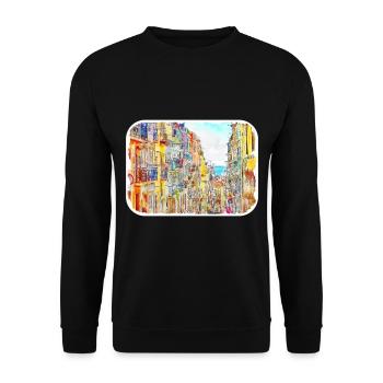 Lisbon Portugal Watercolor Sketch Drawn Painting - Unisex Sweatshirt - black - Front - Alina (178cm) & Michal (187cm)