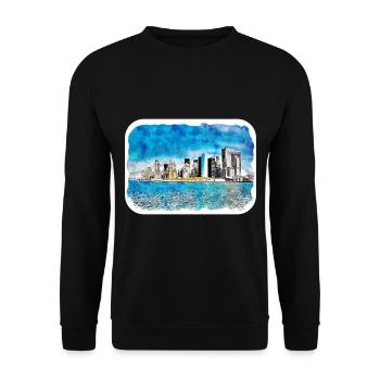 New York Usa Watercolor Sketch Drawing - Unisex Sweatshirt - black - Front - Alina (178cm) & Michal (187cm)