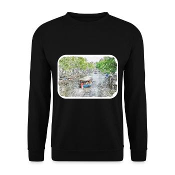 Amsterdam Netherlands Watercolor Sketch Drawing - Unisex Sweatshirt - black - Front - Alina (178cm) & Michal (187cm)