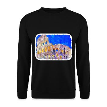 Rom Italien Aquarell Skizze Handgezeichnetes Gemälde - Unisex Pullover - Schwarz - Vorne - Alina (178cm) & Michal (187cm)