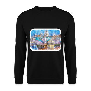 Uk Landmark Watercolor Sketch Painting Illustratio - Unisex Sweatshirt - black - Front - Alina (178cm) & Michal (187cm)