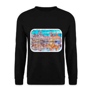 Pologne Repère Aquarelle Esquisse Dessin de peinture - Sweat-shirt Unisexe - noir - Devant - Alina (178cm) & Michal (187cm)