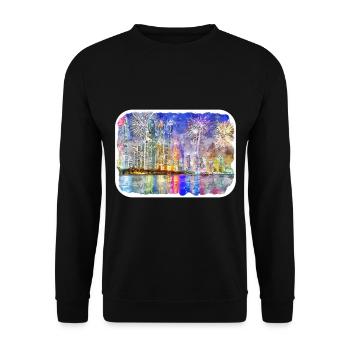 Dubai Uae Watercolor Sketch Hand Drawn Painting - Unisex Sweatshirt - black - Front - Alina (178cm) & Michal (187cm)