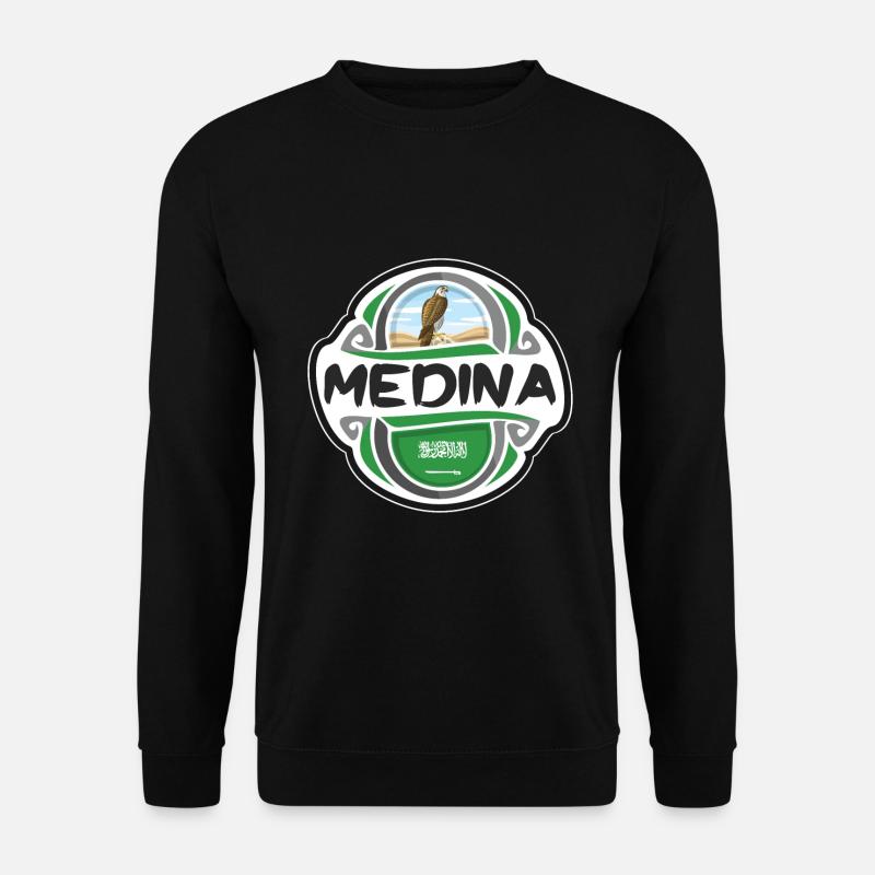 Medina Saudi-Arabien Flagge Reise Souvenir Abzeichen Sta - Unisex Pullover - Schwarz