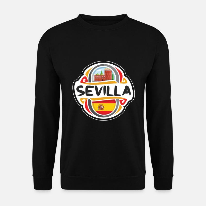 Sevilla Spanien Flagge Abzeichen Reise Souvenir Stempel - Unisex Pullover - Schwarz
