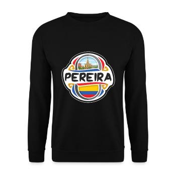 Pereira Colombie Drapeau Badge Voyage Souvenir Timbre - Sweat-shirt Unisexe - noir - Devant - Alina (178cm) & Michal (187cm)