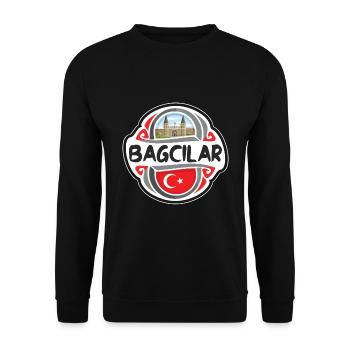 Bagcilar Turquie Drapeau Badge Voyage Souvenir Timbre - Sweat-shirt Unisexe - noir - Devant - Alina (178cm) & Michal (187cm)