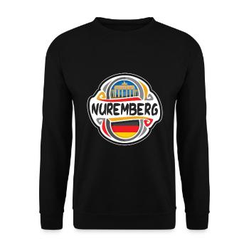 Nuremberg Allemagne Drapeau Badge Voyage Souvenir Timbre - Sweat-shirt Unisexe - noir - Devant - Alina (178cm) & Michal (187cm)