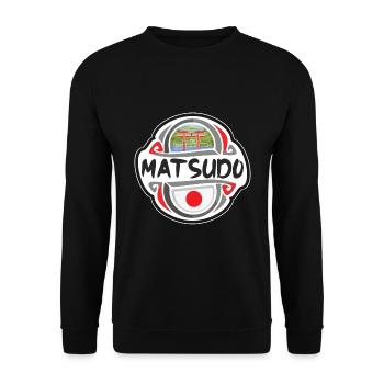 Matsudo Japan Flagge Abzeichen Reise Souvenir Stempel - Unisex Pullover - Schwarz - Vorne - Alina (178cm) & Michal (187cm)