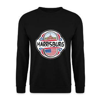Harrisburg USA Flagge Reisesouvenir - Unisex Pullover - Schwarz - Vorne - Alina (178cm) & Michal (187cm)