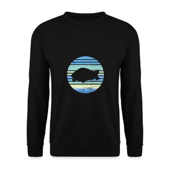 Sea Turtle Retro Graphic - Unisex Sweatshirt - black - Front - Alina (178cm) & Michal (187cm)