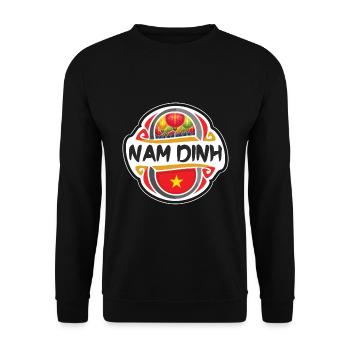 Nam Dinh Vietnam Drapeau Badge Voyage Souvenir Timbre - Sweat-shirt Unisexe - noir - Devant - Alina (178cm) & Michal (187cm)