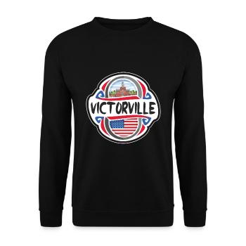 Victorville USA Flagge Reisesouvenir - Unisex Pullover - Schwarz - Vorne - Alina (178cm) & Michal (187cm)