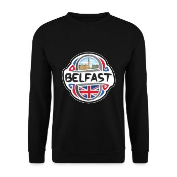 Belfast UK Vereinigtes Königreich Flagge Reise Souvenir Bad - Unisex Pullover - Schwarz - Vorne - Alina (178cm) & Michal (187cm)