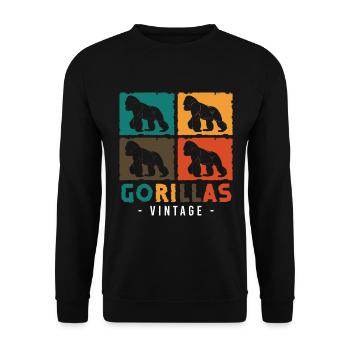 Monkey Training Silberrücken Zoo - Unisex Pullover - Schwarz - Vorne - Alina (178cm) & Michal (187cm)