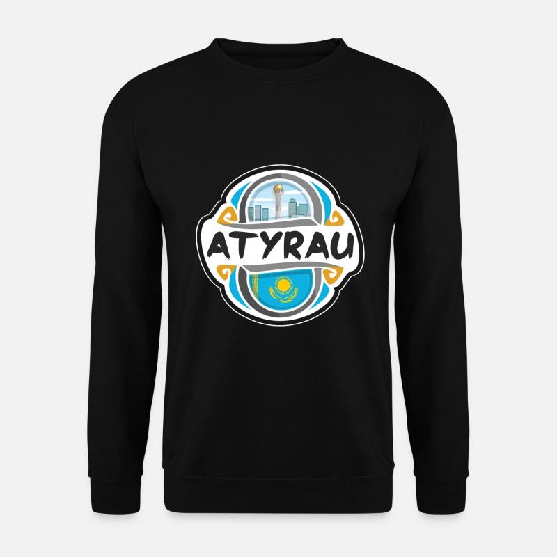 Atyrau Kasachstan Flagge Abzeichen Reise Souvenir Briefmarke - Unisex Pullover - Schwarz