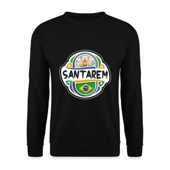Santarem Brésil Drapeau Badge Voyage Souvenir Timbre - Sweat-shirt Unisexe - noir - Devant - Alina (178cm) & Michal (187cm)