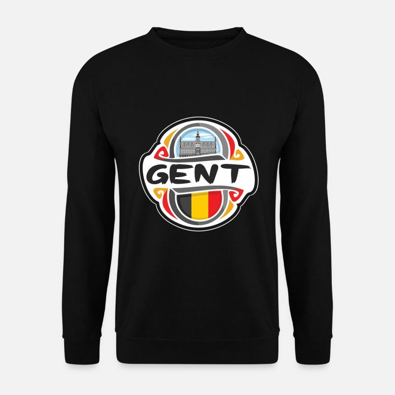 Gent Belgien Flagge Abzeichen Reise Souvenir Stempel - Unisex Pullover - Schwarz