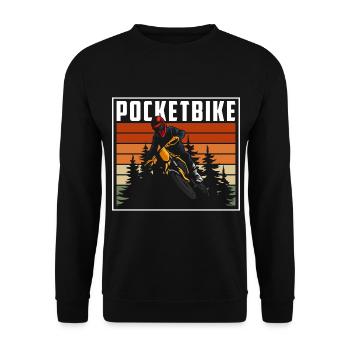 Pocketbike Biker Zweirad Matsch - Unisex Pullover - Schwarz - Vorne - Alina (178cm) & Michal (187cm)