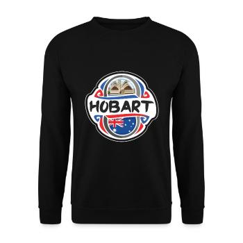 Hobart Australia Flag Badge Travel Souvenir Stamp - Unisex Sweatshirt - black - Front - Alina (178cm) & Michal (187cm)