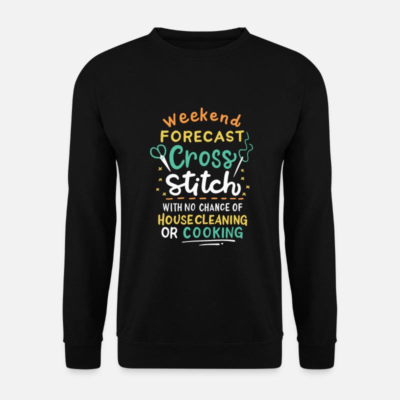 Cross Stich Handarbeiten - Unisex Pullover - Schwarz